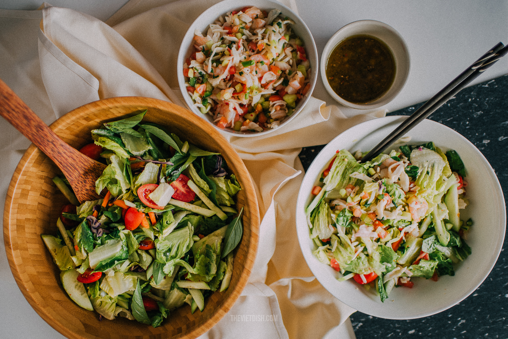 asian seafood salad with spicy sesame dressing recipe