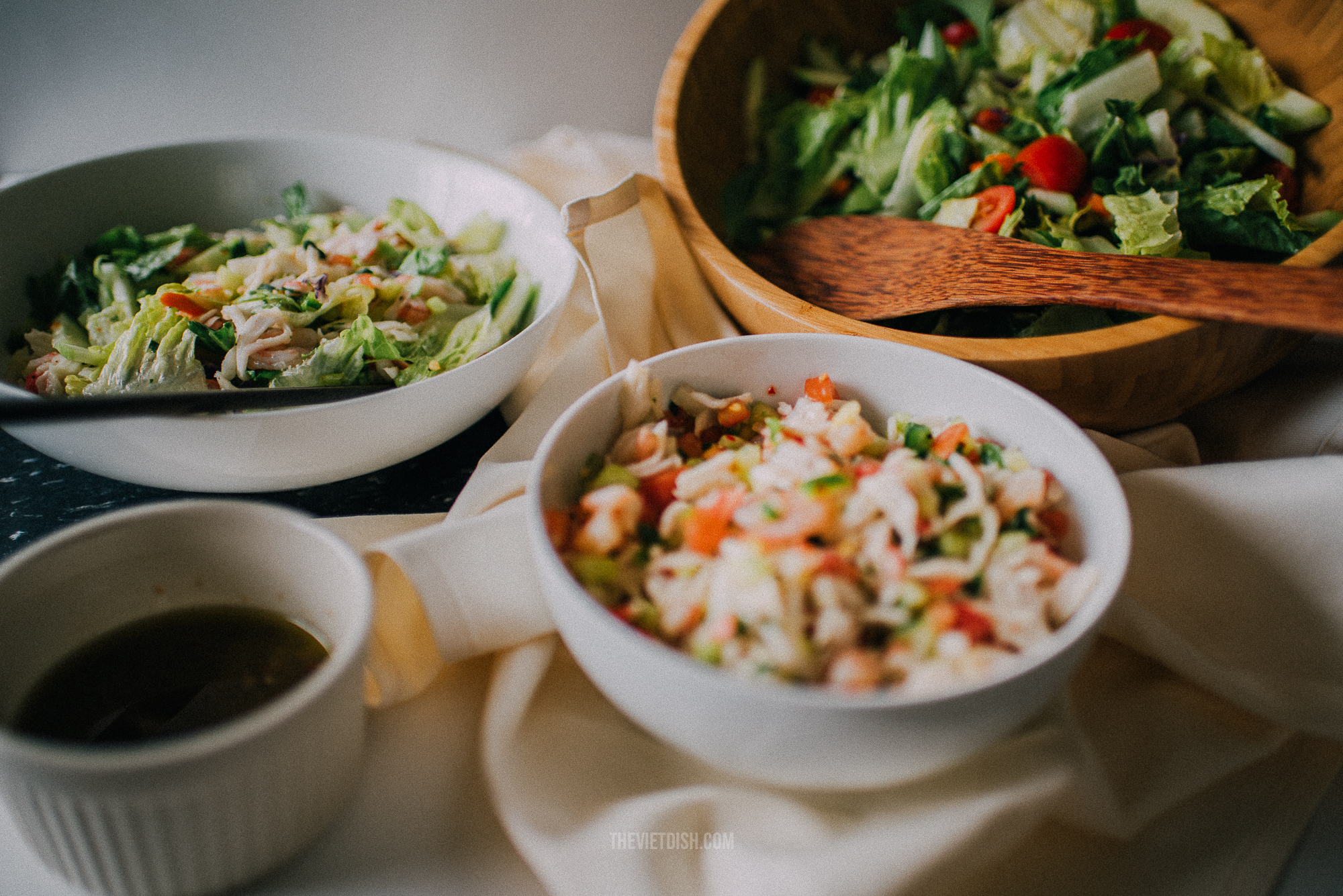 asian seafood salad with spicy sesame dressing recipe