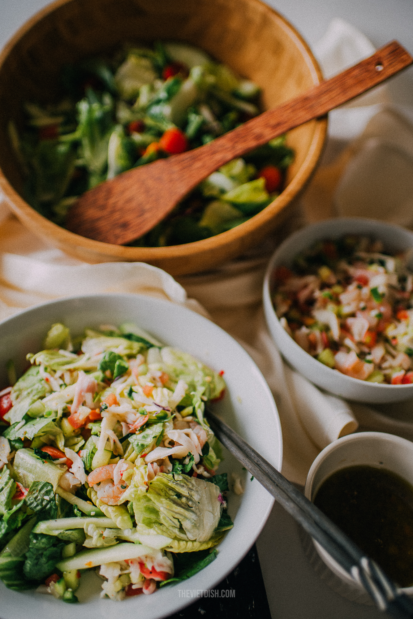 asian seafood salad with spicy sesame dressing recipe